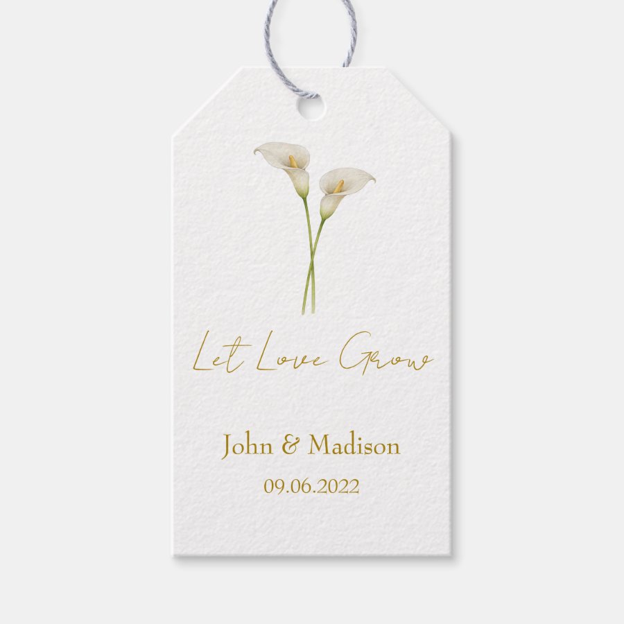 Let love grow Calla Lily seed packet Wedding Gift Tags