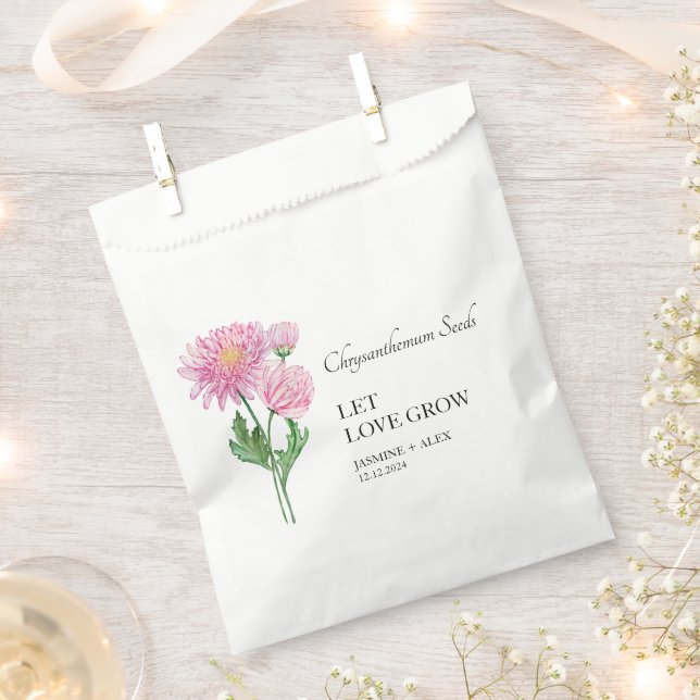 Let Love Grow Chrysanthemum Seed Wedding Favor Bag (Clipped)