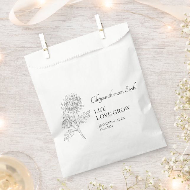 Let Love Grow Chrysanthemum Seed Wedding Favor Bag (Clipped)