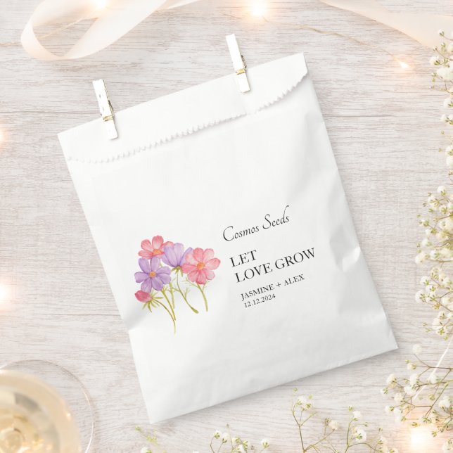 Let Love Grow Cosmos Seed Wedding Favor Bag (Clipped)
