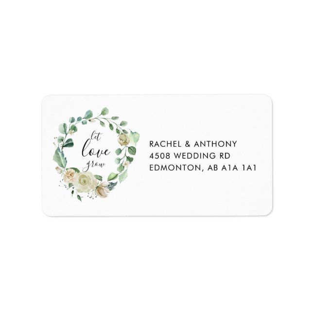 Let Love Grow Custom Botanical Floral Wedding Label (Front)
