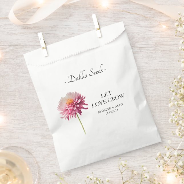 Let Love Grow Dahlia Seed Wedding Favor Bag (Clipped)