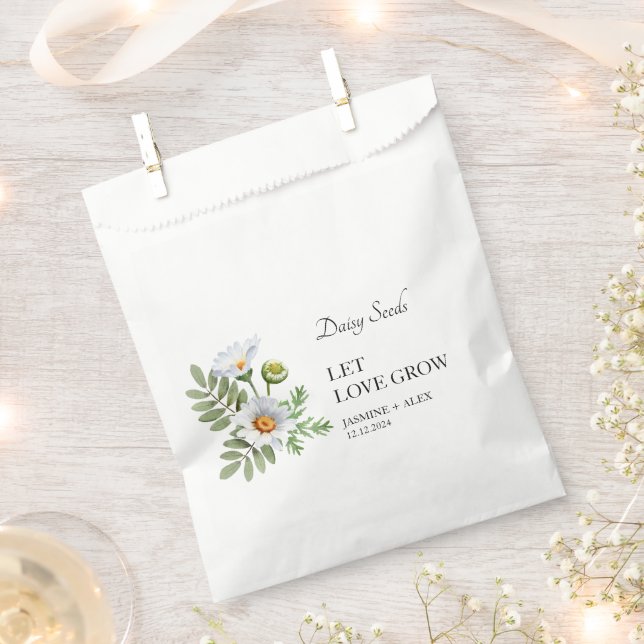 Let Love Grow Daisy Seed Wedding Favor Bag (Clipped)