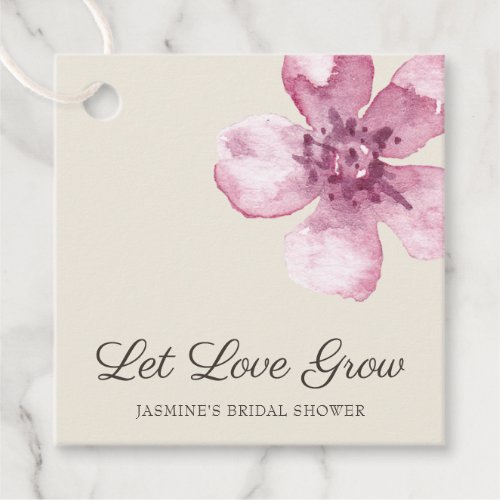 Let Love Grow Elegant Cherry Blossom Bridal Shower Favor Tags