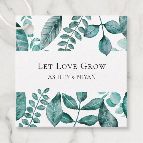 Let Love Grow Elegant Teal Greenery Wedding Favor Tags