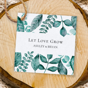 Let Love Grow Elegant Teal Greenery Wedding Favor Tags