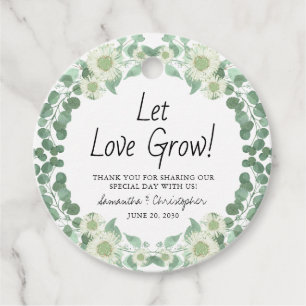 Let Love Grow Eucalyptus Foliage Thank You Wedding Favor Tags