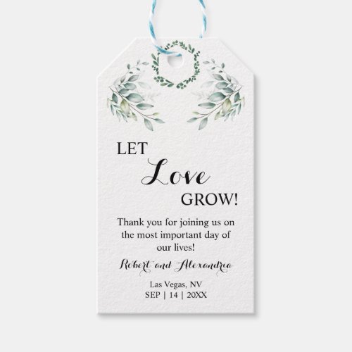 Let Love Grow Eucalyptus Wedding Favor Gift Tags