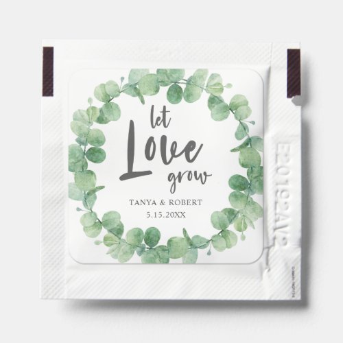 Let Love Grow Eucalyptus Wreath Wedding Elegant Hand Sanitizer Packet
