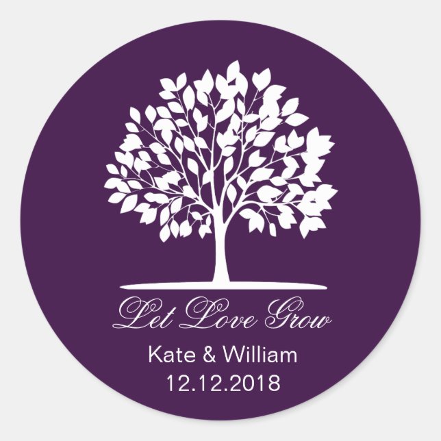 Let love grow favors seeds packet stickers (Front)