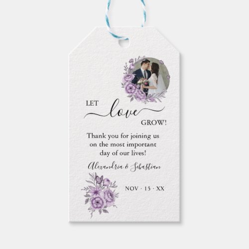 Let Love Grow Floral Orchid Wedding Favor  Gift Tags