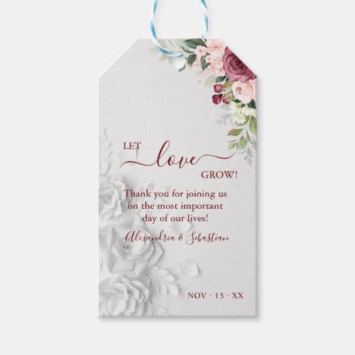Let Love Grow Floral Wedding Favor Gift Tags