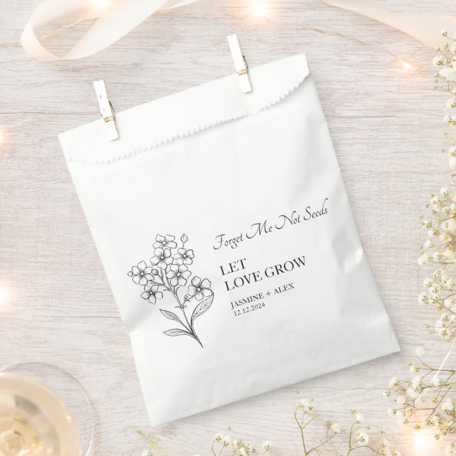 Let Love Grow Forget Me Not Seed Wedding Favor Bag (Clipped)