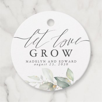 Let Love Grow Gold Greenery Elegant Wedding Favor Tags by lovelywow at Zazzle