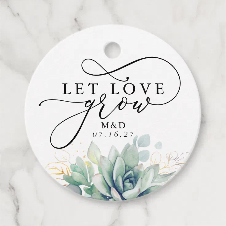 Let Love Grow Gold Greenery Elegant Wedding Favor Tags | Zazzle