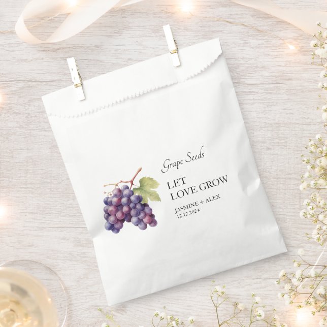 Let Love Grow | Grape Seed Wedding Favor Bag (Clipped)