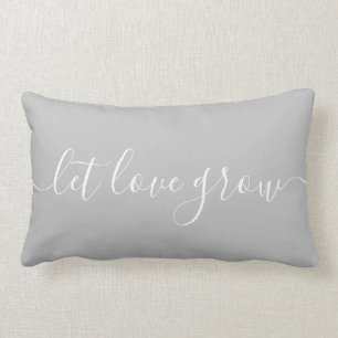 Let Love Grow Gray & White Lumbar Pillow
