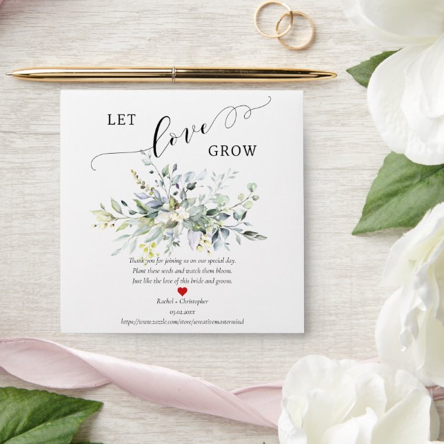 Let Love Grow Greenery Wedding Favors Seed Packet Envelope (Wedding)