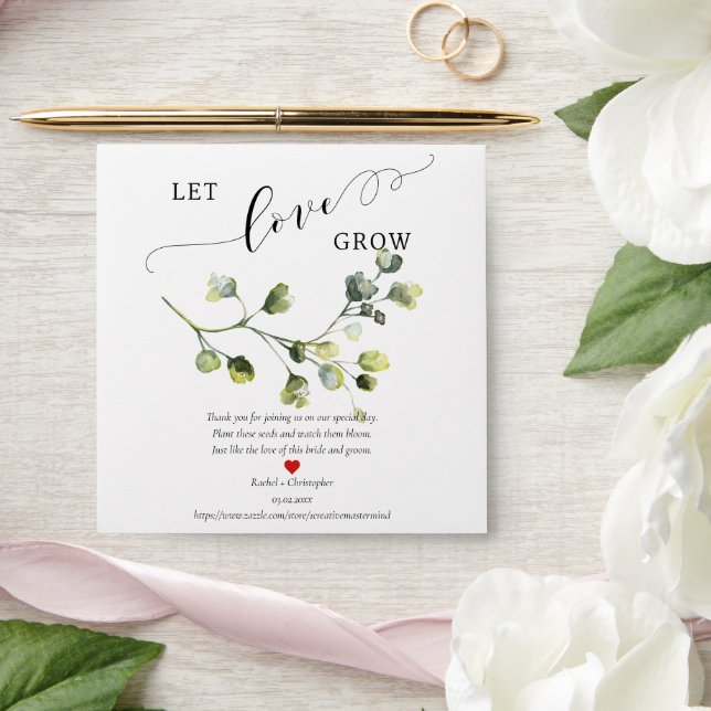 Let Love Grow Greenery Wedding Favors Seed Packet Envelope (Wedding)