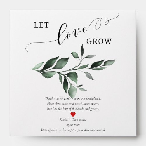 Let Love Grow Greenery Wedding Favors Seed Packet  Envelope