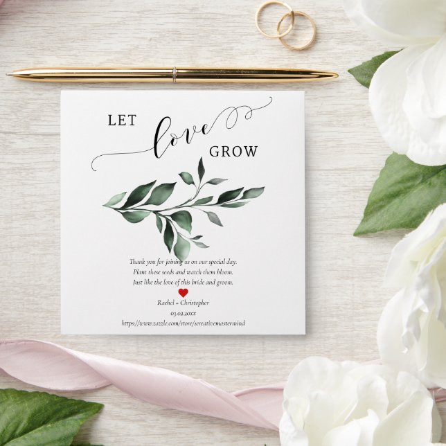 Let Love Grow Greenery Wedding Favors Seed Packet  Envelope (Wedding)
