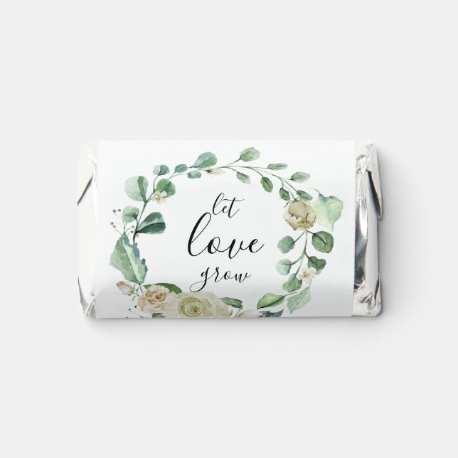 Let Love Grow Hand lettering White Rose Wreath  Hershey's Miniatures (Front)