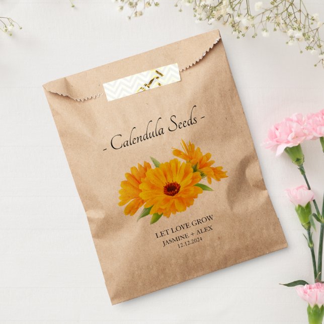 Let Love Grow l Calendula Seeds Wedding Favor Bag (Sealed)