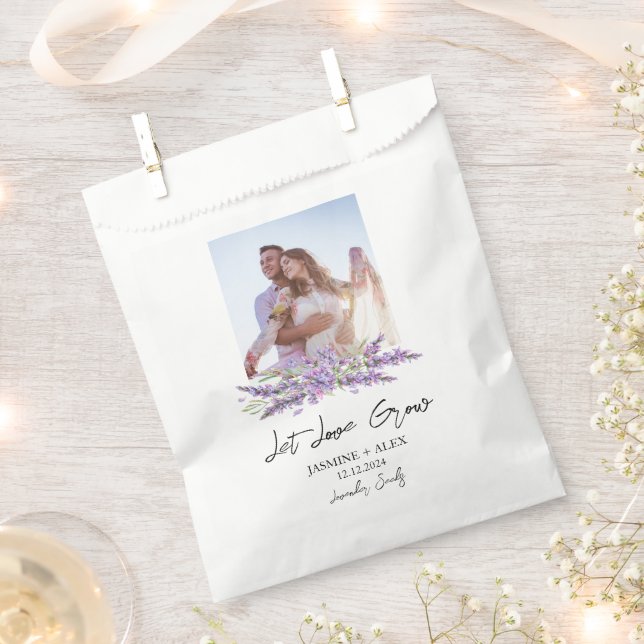 Let Love Grow l Lavender Seeds Photo Wedding  Favor Bag (Clipped)