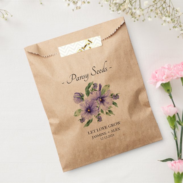 Let Love Grow l Pansy Seeds Wedding Favor Bag (Sealed)