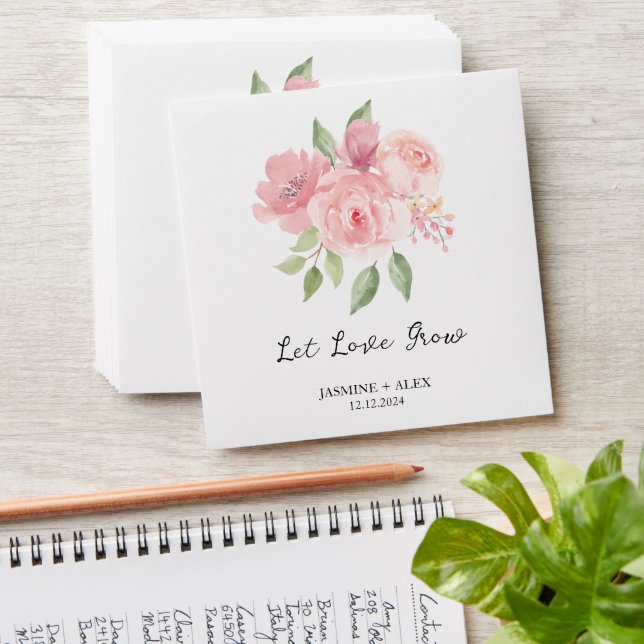 Let Love Grow l Rose Seed Packet Wedding Favor Envelope (Stacked)