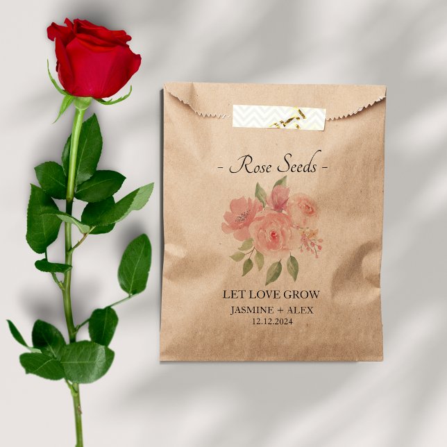 Let Love Grow l Rose Seeds Wedding Favor Bag (Creator Uploaded)