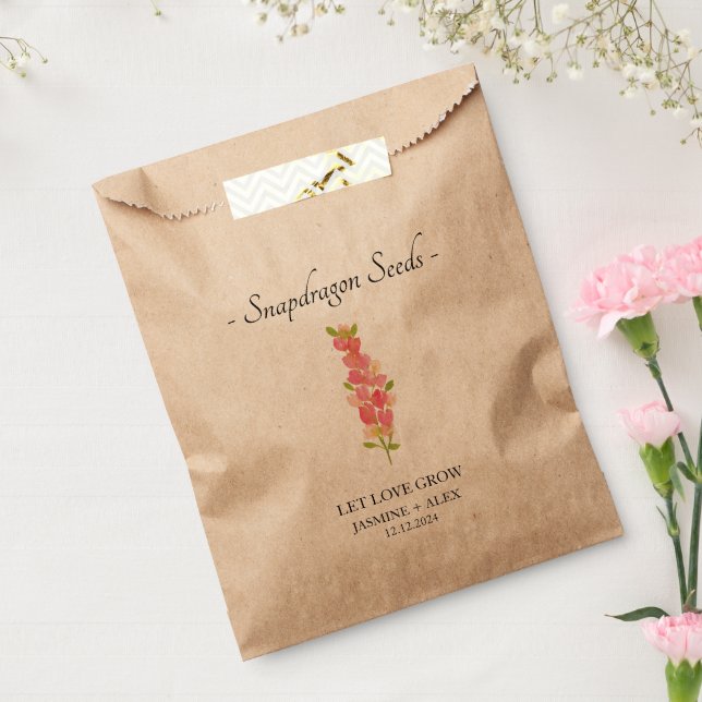 Let Love Grow l Snapdragon Flower Seeds Wedding Favor Bag (Sealed)