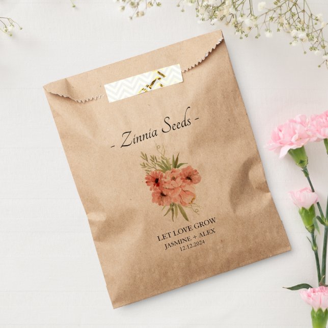 Let Love Grow l Zinnia Seeds Wedding Favor Bag (Sealed)