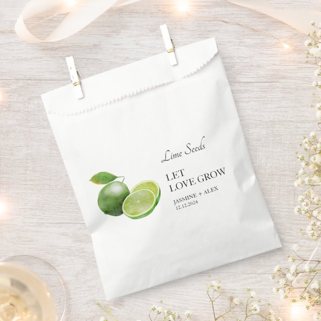 Let Love Grow | Lime Seed Wedding Favor Bag (Clipped)