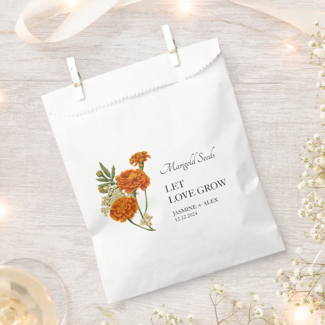 Let Love Grow Marigold Seed Wedding Favor Bag (Clipped)