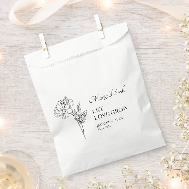Let Love Grow Marigold Seed Wedding Favor Bag (Clipped)