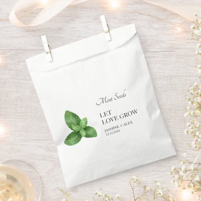 Let Love Grow | Mint Seed Wedding Favor Bag (Clipped)