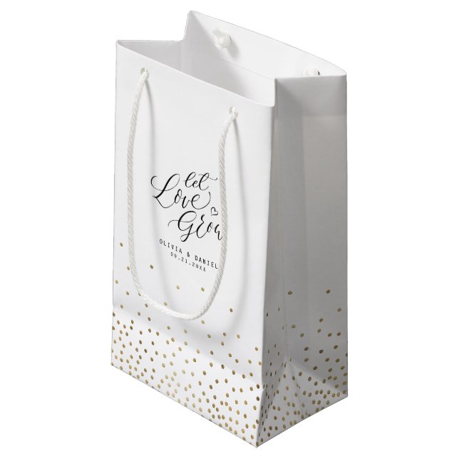 "Let love grow" modern calligraphy wedding favor Small Gift Bag (Front Angled)