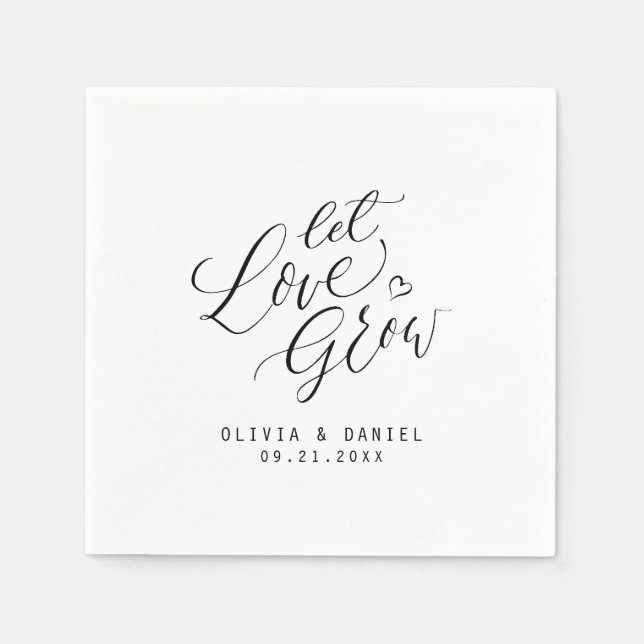"Let love grow" modern calligraphy wedding Napkins (Front)