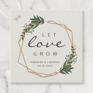Let Love Grow Modern Geometric Gold Frame Wedding Favor Tags