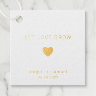 Let Love Grow Modern Gold Foil Wedding Favor Tags