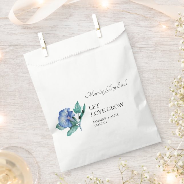 Let Love Grow Morning Glory Seed Wedding Favor Bag (Clipped)