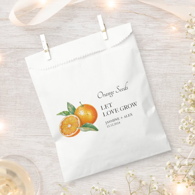 Let Love Grow | Orange Seed Wedding Favor Bag (Clipped)