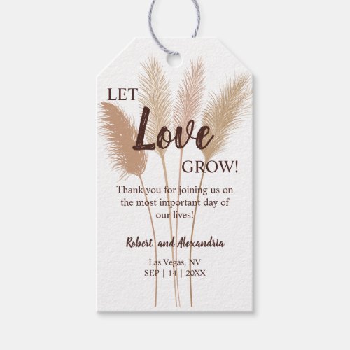 Let Love Grow Pampas Grass Wedding Favor Gift Tags