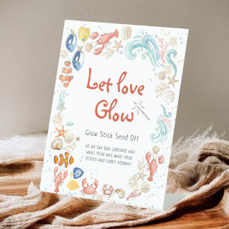 Let Love Grow Pedestal Sign Coastal Bridal Shower