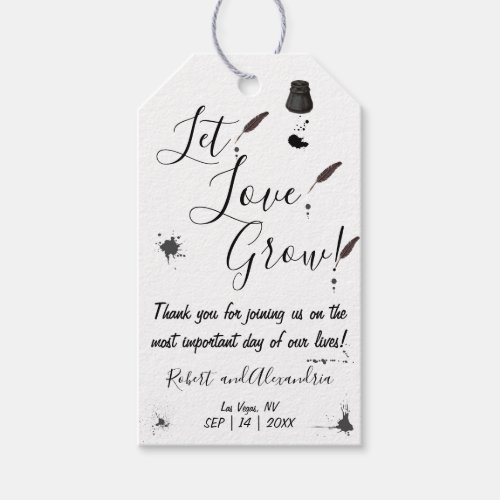 Let Love Grow Pen  Inkwell Wedding Favor Gift Tags