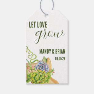 Let Love Grow, Personalized Succulent Favor Gift Tags