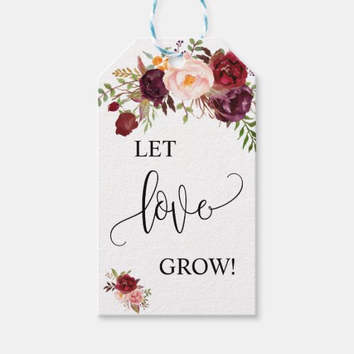 Let Love Grow plant gift marsala wedding favor Gift Tags