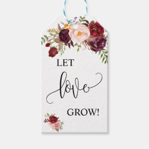 Let Love Grow plant gift marsala wedding favor Tags