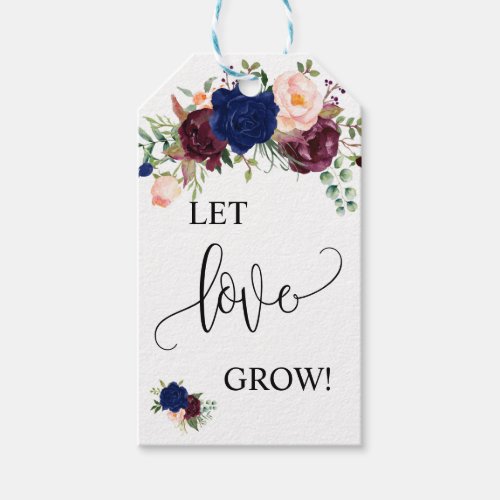 Let Love Grow plant gift navy wedding favor Gift Tags